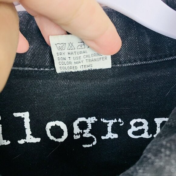 Kilogram Mens Black Red White Blue Stripe Long Sleeve Denim Jacket Size Medium - Picture 6 of 9